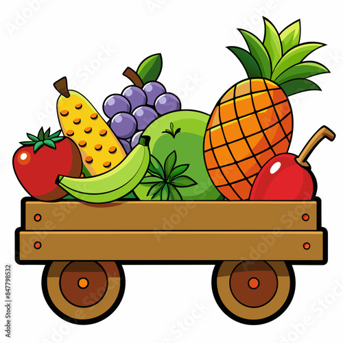 fruits loaded on trolly  vector artwork svg