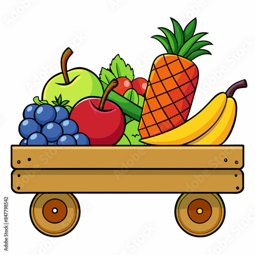 fruits loaded on trolly  vector artwork svg