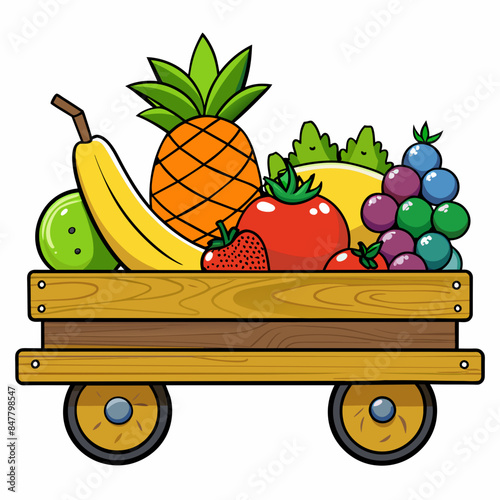 fruits loaded on trolly  vector artwork svg