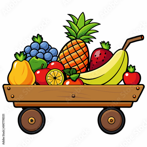 fruits loaded on trolly  vector artwork svg