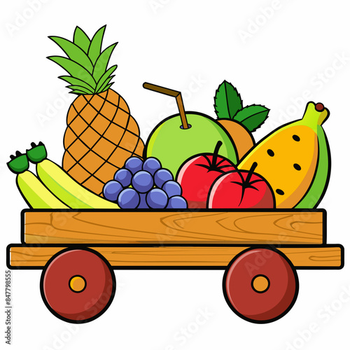 fruits loaded on trolly  vector artwork svg