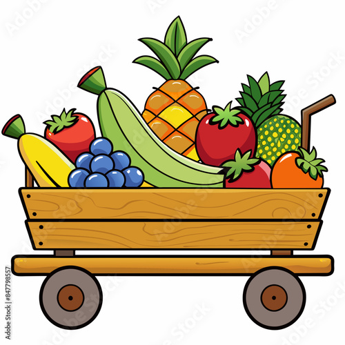 fruits loaded on trolly  vector artwork svg