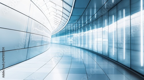 Wallpaper Mural An overhead shot of a sleek, modern glass corridor with a minimalist design and bright, overhead lighting Torontodigital.ca