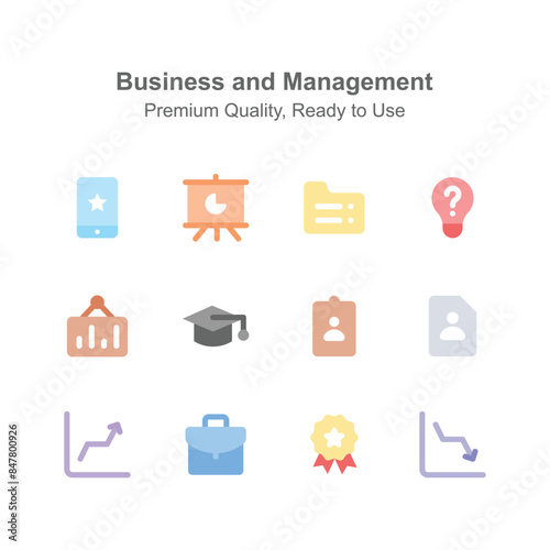 Have a look at this creative business and management icons, ready to use vectors