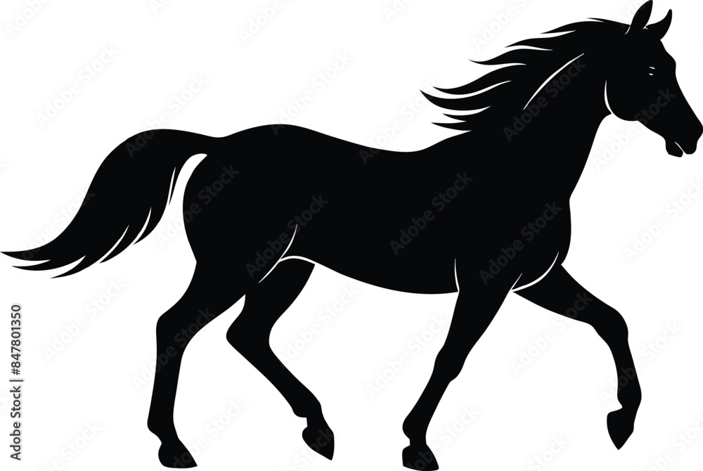 Obraz premium A Running Horse Silhouette Vector Illustration On White Background EPS 10