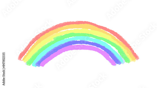  Colorful Hand-Drawn Crayon Rainbow Isolated on White Background