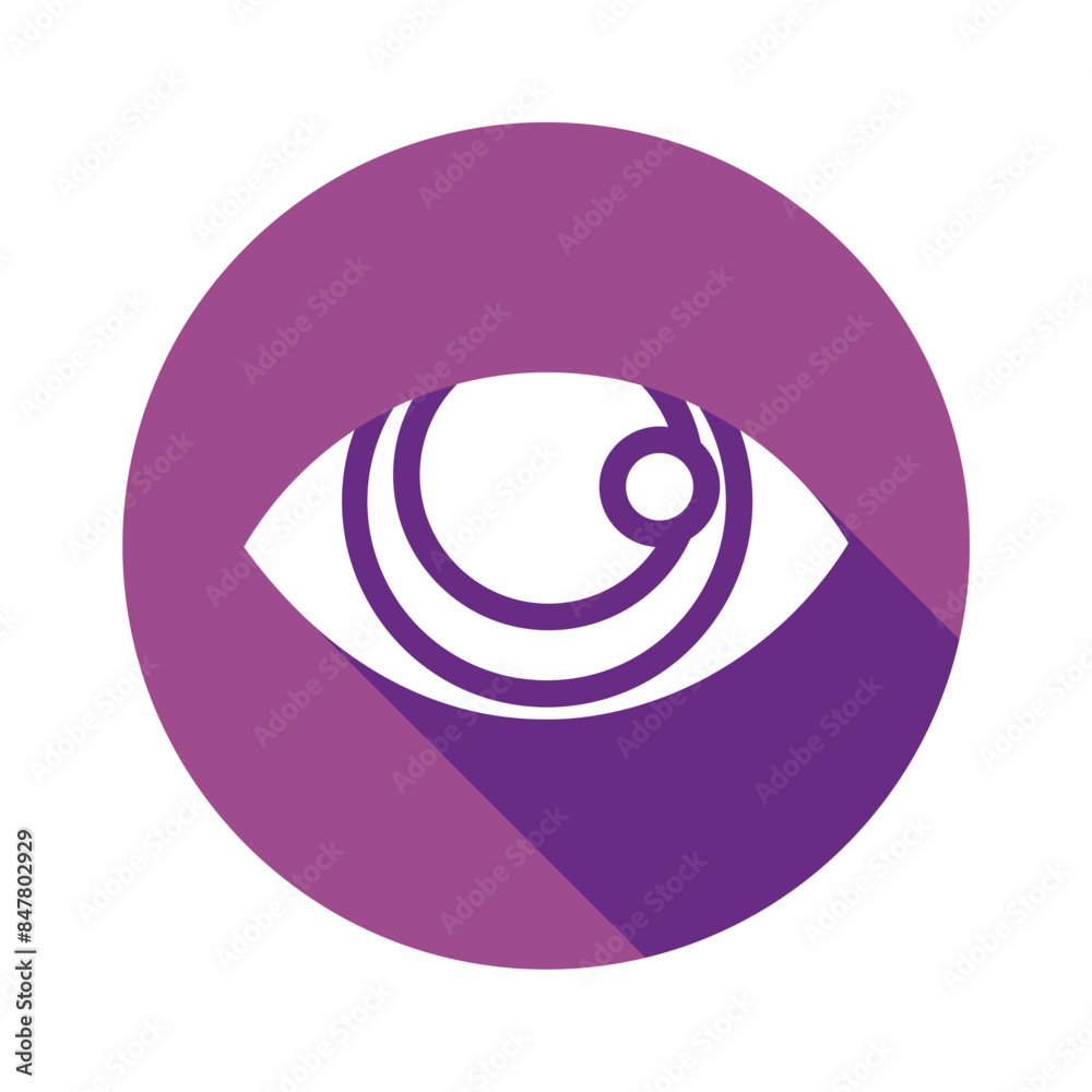 Eye icon design, human eyes vector illustration, sense of vision, purple circle icon, flat design with long shadow Eye icon design, human eyes vector illustration, sense of vision, purple circle icon, flat design with long shadow