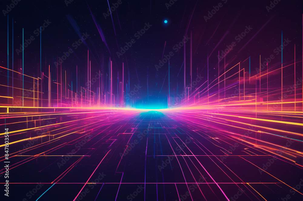 Illustrations of glowing effects, city lines. Generative AI Illustrations of glowing effects, city lines. Generative AI