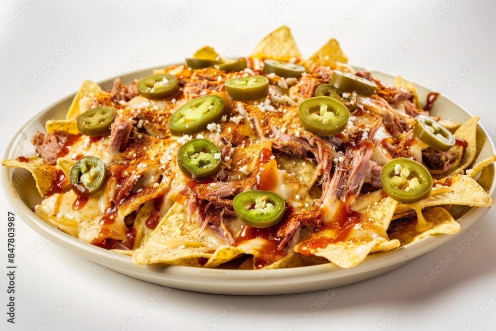Mouthwatering BBQ Nachos with Spicy Jalapenos and Tangy Neely's BBQ Sauce Mouthwatering BBQ Nachos with Spicy Jalapenos and Tangy Neely's BBQ Sauce