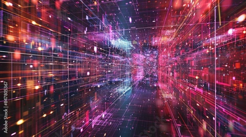 The Data Hacker's Playground: A virtual space filled with colorful code and intricate networks © Manzoor