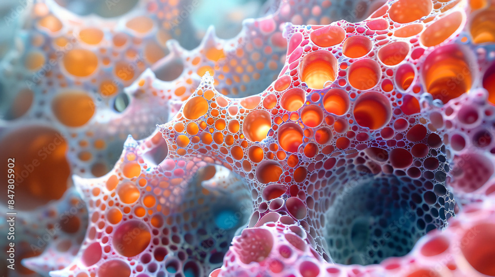 A mesmerizing 3D scene where cellular organelles like mitochondria and ribosomes intertwine in a tessellating pattern. A mesmerizing 3D scene where cellular organelles like mitochondria and ribosomes intertwine in a tessellating pattern.
