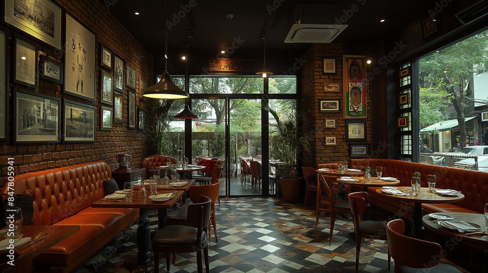 Interior of cozy restaurant. Contemporary design Interior of cozy restaurant. Contemporary design