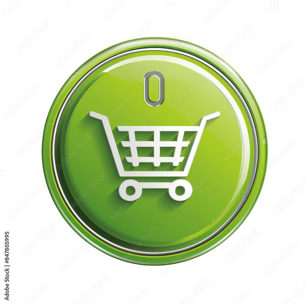 Green circular e-commerce icon with shopping cart symbol, representing online shopping and digital retail platforms. Green circular e-commerce icon with shopping cart symbol, representing online shopping and digital retail platforms.