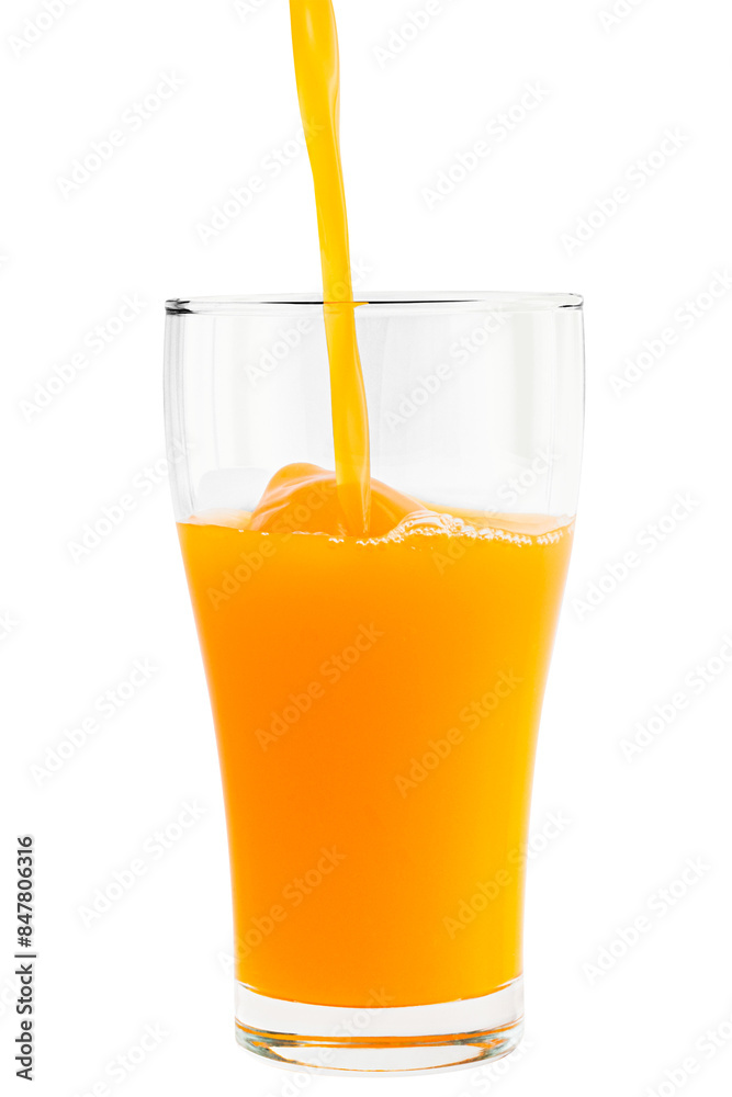 Pouring fresh organic orange juice to a glass design element Pouring fresh organic orange juice to a glass design element