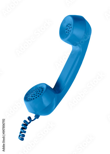 Retro blue corded phone sticker design element