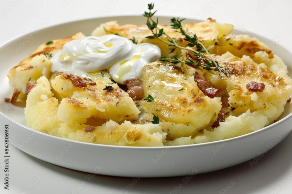 Indulgent Bacon and Horseradish Mashed Potatoes in an Elegant Dish Indulgent Bacon and Horseradish Mashed Potatoes in an Elegant Dish