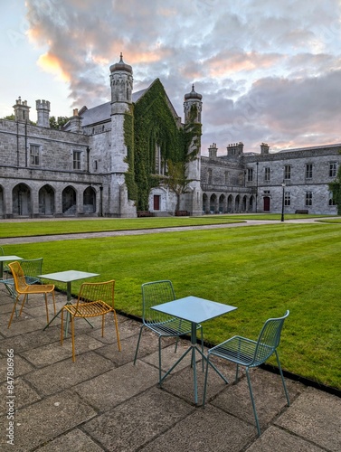 Obraz na płótnie The University of Galway, quadrangle at sunset in Ireland, amazing architecture and landmark, medieval building w salonie