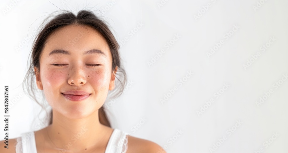 Close up perfect beauty face of young beautiful Asian woman isolated on white background. Close up perfect beauty face of young beautiful Asian woman isolated on white background.