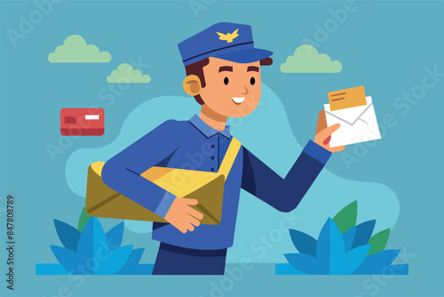 the letter carrier delivered a letter to the residents of the house.  All of this gives a peaceful and idyllic impression, implying a quiet suburban life