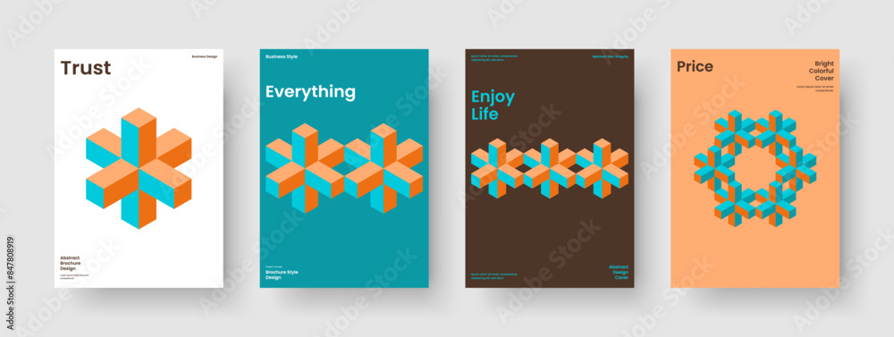 Naklejka premium Isolated Business Presentation Design. Geometric Poster Template. Creative Flyer Layout. Banner. Brochure. Background. Book Cover. Report. Handbill. Brand Identity. Pamphlet. Notebook. Leaflet