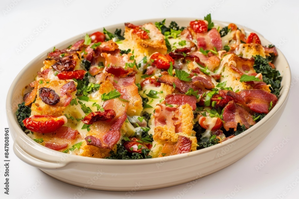 Hearty Bacon and Kale Strata with Sundried Tomatoes and Cheese Hearty Bacon and Kale Strata with Sundried Tomatoes and Cheese
