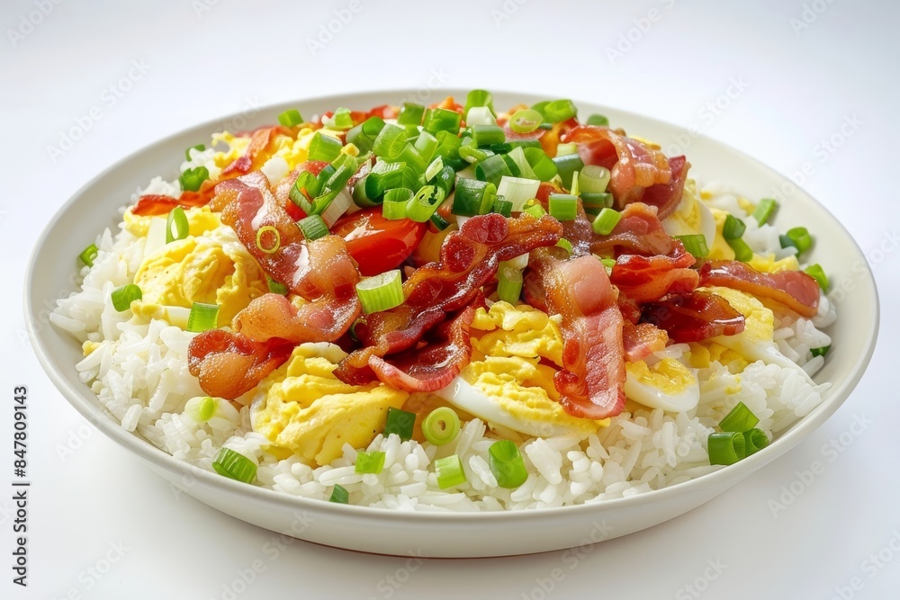 Crispy Candied Bacon and Egg Stir-Fry with Scallions and Tomatoes Crispy Candied Bacon and Egg Stir-Fry with Scallions and Tomatoes