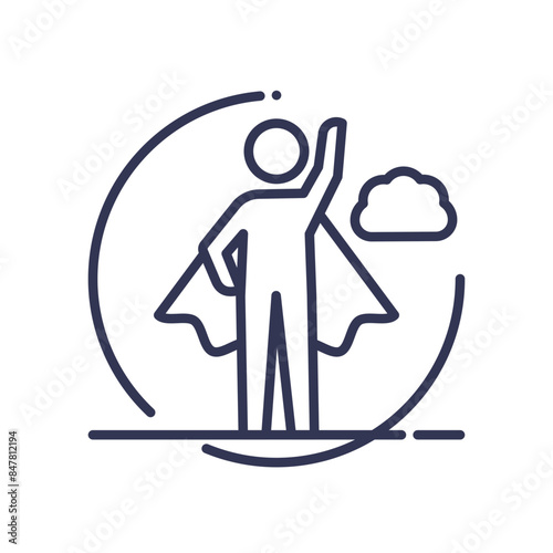 Outline of a person with a cape, symbolizing confidence and empowerment.