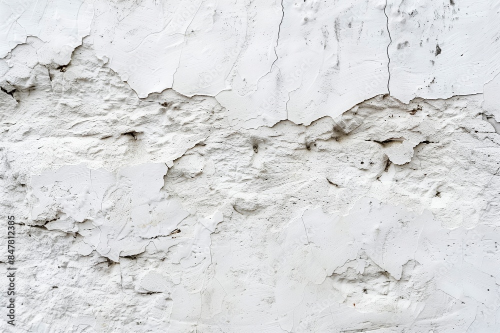 Obraz premium Cracked plastered white wall. Texture closeup. Wall details. Structure cracks