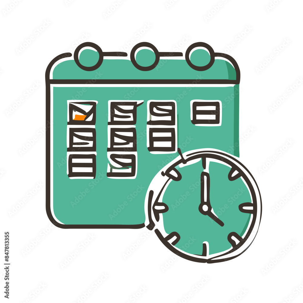 Time Management Concept Icon: Priority, Efficiency, Reminder, Alerts, Control, Objective, and Schedule