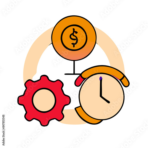 Time Management Concept Icon: Priority, Efficiency, Reminder, Alerts, Control, Objective, and Schedule