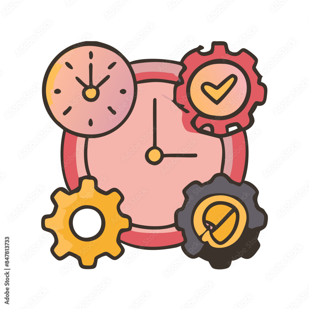 Time Management Concept Icon: Priority, Efficiency, Reminder, Alerts, Control, Objective, and Schedule Time Management Concept Icon: Priority, Efficiency, Reminder, Alerts, Control, Objective, and Schedule