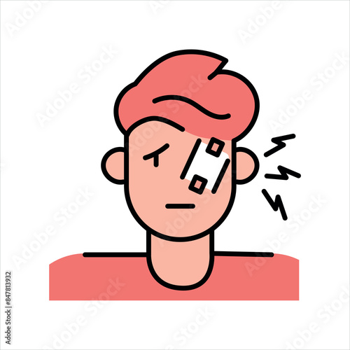 Eye injuries line color icon. Household injuries sign for web page