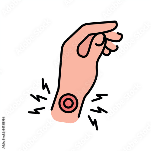 Hand sprain line color icon. Household injuries sign for web page