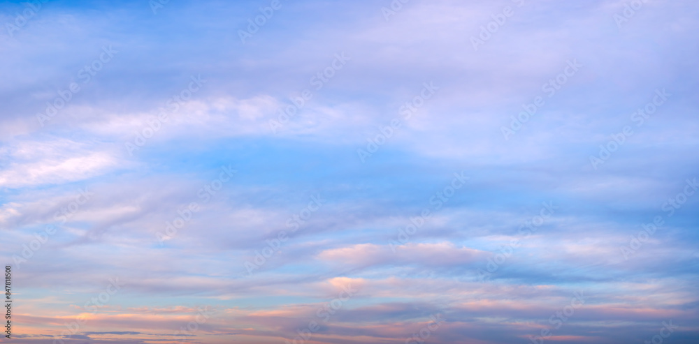 Beautiful sky sunset with red clouds on blue background Beautiful sky sunset with red clouds on blue background