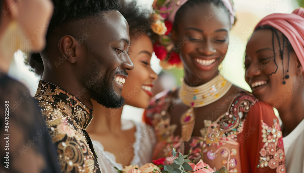 A wedding ceremony featuring a couple from different cultural backgrounds celebrating with their families, diversity, wedding, culture, celebration, love A wedding ceremony featuring a couple from different cultural backgrounds celebrating with their families, diversity, wedding, culture, celebration, love