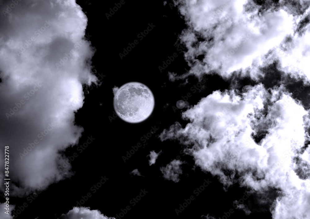 The moon in the night sky