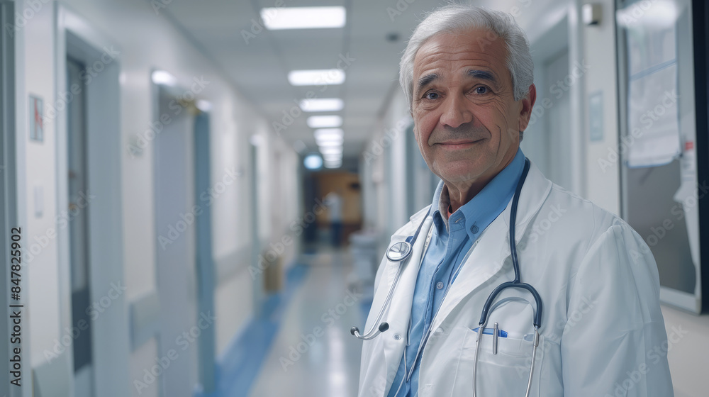 Portrait of a senior medical professional in a hospital hallway Portrait of a senior medical professional in a hospital hallway