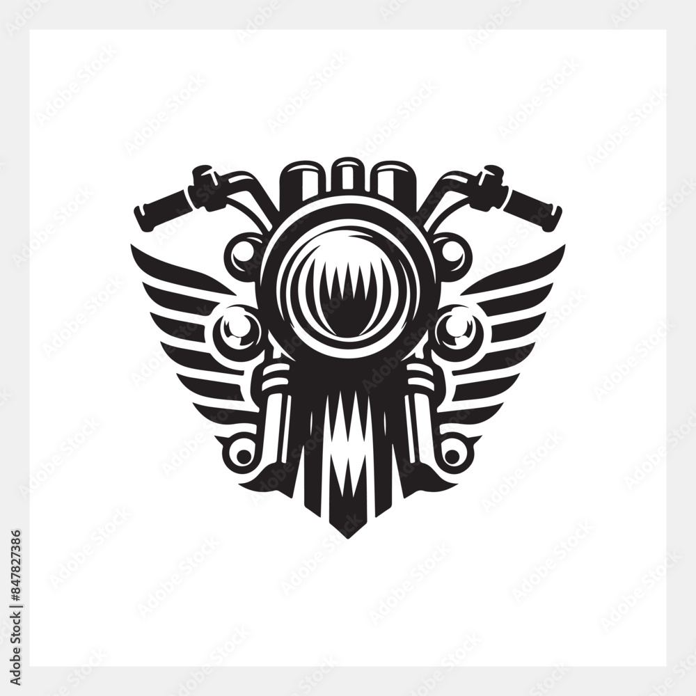 Obraz premium Dynamic motorcycle headlight logo: modern design featuring sleek surface detail for bold branding