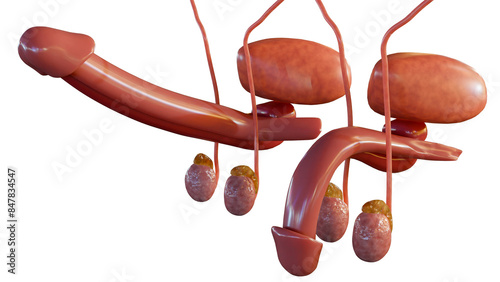 3d rendering of anatomically flaccid and erect states of human penises