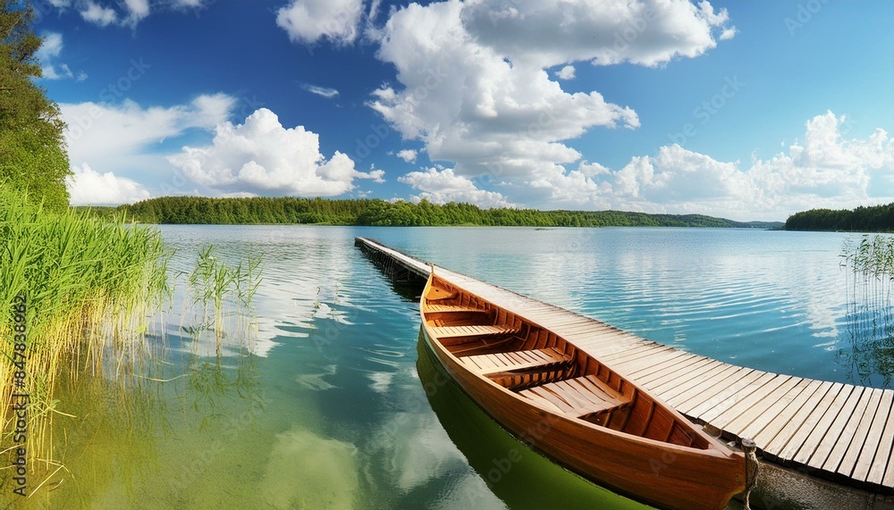 canoe on lake coast, beach, reflection, view, bay, green, calm, wooden, sunset canoe on lake coast, beach, reflection, view, bay, green, calm, wooden, sunset