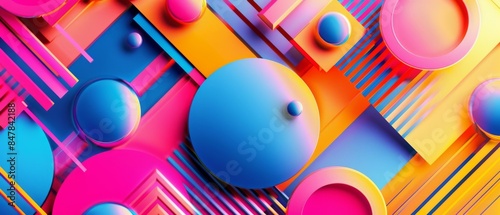 Vibrant 3D Geometric Background with Colorful Shapes