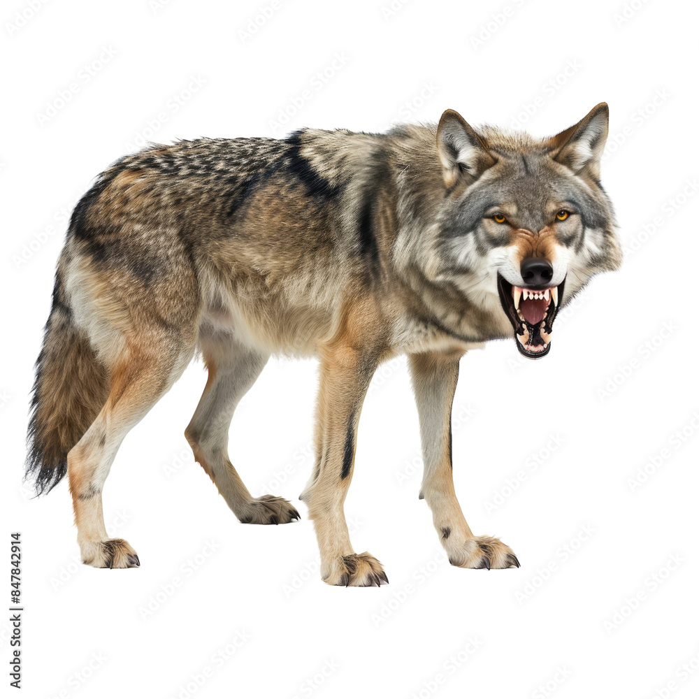 Grey Wolf Standing With Open Mouth Grey Wolf Standing With Open Mouth