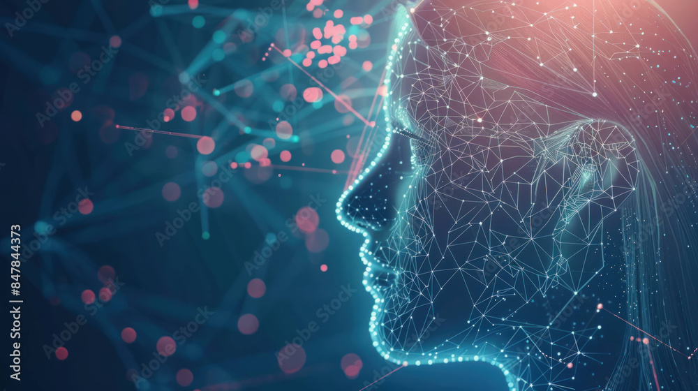 Connectivity in the Digital Age: Human Head with Network Connections and Data Flow Symbolizing AI and Big Data Analysis Connectivity in the Digital Age: Human Head with Network Connections and Data Flow Symbolizing AI and Big Data Analysis