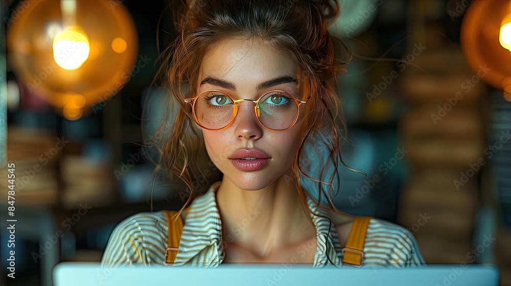 lofi Anime Girl is programming at a computer, cozy, dramatic lighting ...