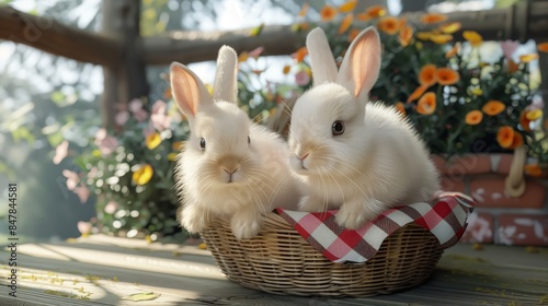 Two white rabbits