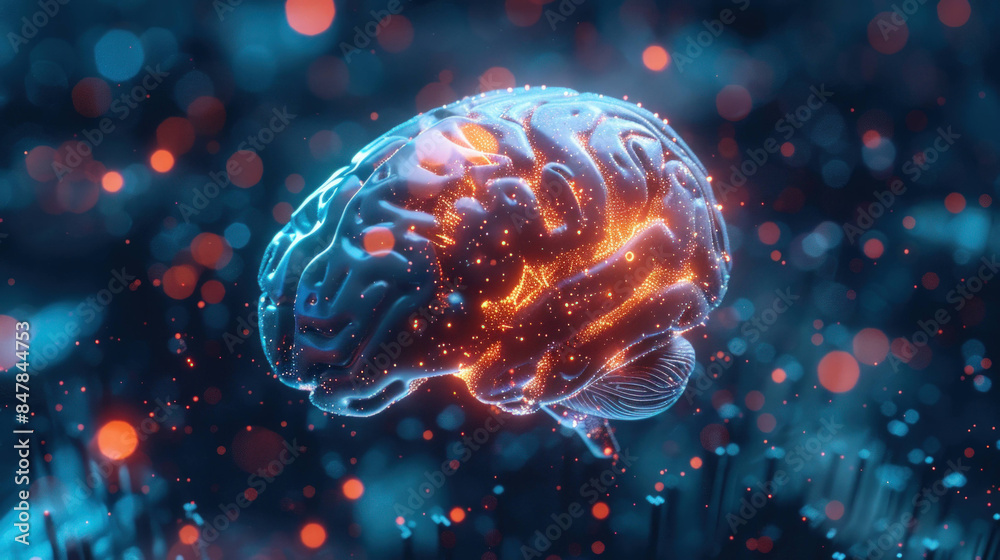 Illuminated Neural Network: Digital Brain with Glowing Circuits for AI Concept Illuminated Neural Network: Digital Brain with Glowing Circuits for AI Concept