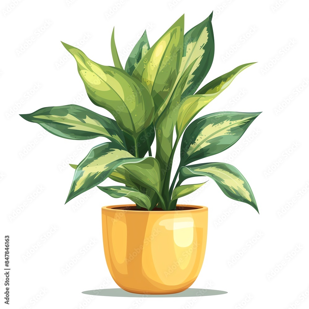 A snake plant clipart, house plant element, vector illustration, green and yellow, isolated on white background A snake plant clipart, house plant element, vector illustration, green and yellow, isolated on white background