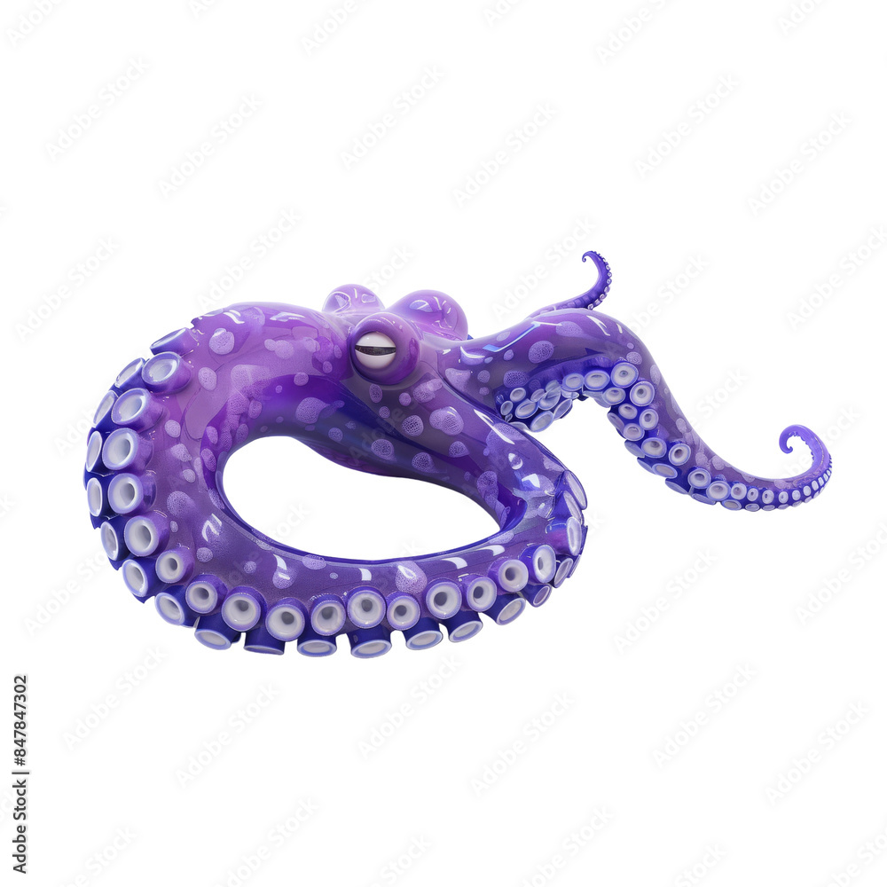 Fototapeta premium Purple Octopus With Eight Tentacles on White Background
