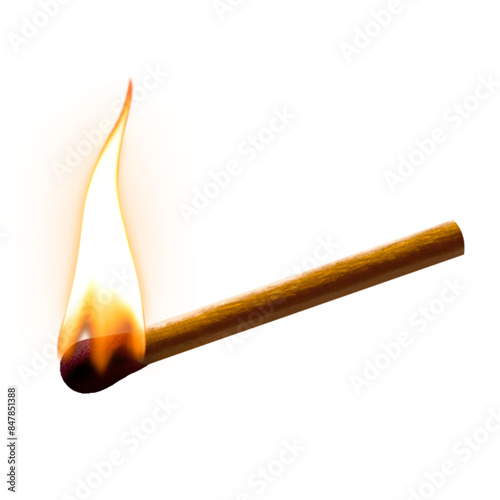 Fotografija Burning match png sticker, transparent background