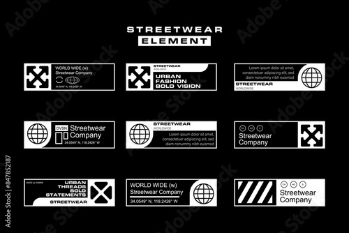 Futuristic streetwear cyberpunk shape element technology graphic vector design template